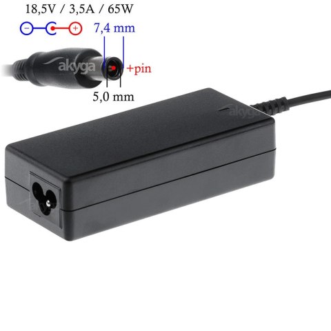 Zasilacz sieciowy Akyga AK-ND-03 do notebooka 18,5V/3,5A 65W 7,4x5,0mm + pin