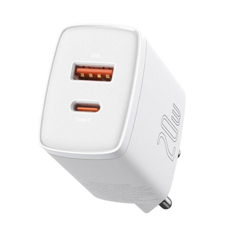 Baseus ładowarka sieciowa Compact PD 20W 1x USB-C 1x USB biała Baseus ładowarka sieciowa Compact PD 20W 1x USB-C 1x USB biała