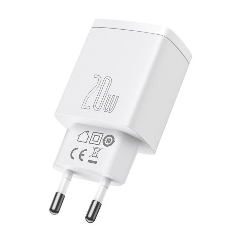 Baseus ładowarka sieciowa Compact PD 20W 1x USB-C 1x USB biała Baseus ładowarka sieciowa Compact PD 20W 1x USB-C 1x USB biała