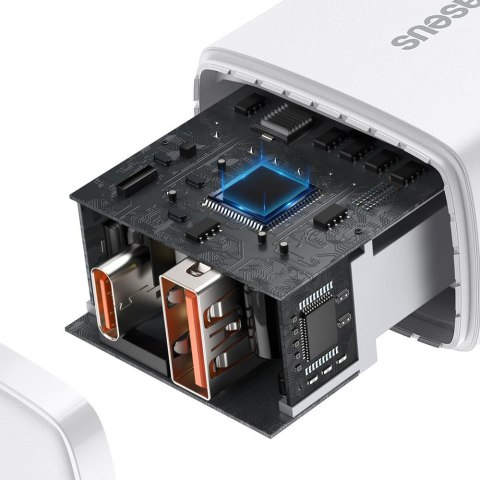 Baseus ładowarka sieciowa Compact PD 20W 1x USB-C 1x USB biała Baseus ładowarka sieciowa Compact PD 20W 1x USB-C 1x USB biała