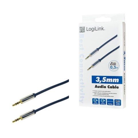 Kabel audio stereo LogiLink CA10050 3,5 mm, M/M, 0,5m, niebieski