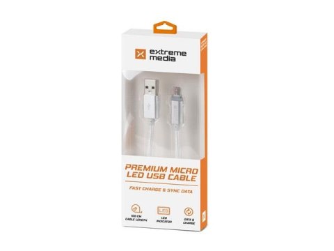 Kabel Natec Extreme Media micro USB-B - USB-A M/M 1m srebrny LED