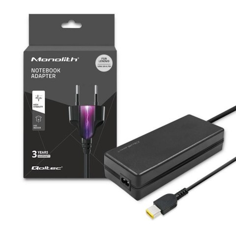 Zasilacz sieciowy Qoltec do Lenovo 135W | 20V | 6.75A | Slim tip+pin |+kabel zasilający