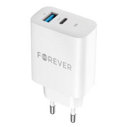 Forever ładowarka sieciowa PD QC TC-07 1x USB-C 1x USB 30W biała + kabel USB-C - USB-C 60W