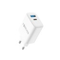 Forever ładowarka sieciowa PD QC TC-07 1x USB-C 1x USB 30W biała + kabel USB-C - USB-C 60W