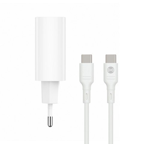 Forever ładowarka sieciowa PD QC TC-07 1x USB-C 1x USB 30W biała + kabel USB-C - USB-C 60W Forever ładowarka sieciowa PD QC TC-07 1x USB-C 1x USB 30W biała + kabel USB-C - USB-C 60W