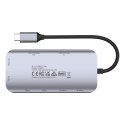 Unitek Aktywny hub USB-C 5Gbps, 2x HDMI 4K, czytnik kart, RJ-45, PD 100W