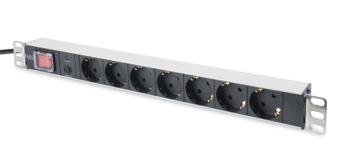 Listwa zasilająca DIGITUS PDU 19" RACK 7xSchuko kabel 2m 1xSchuko 16A wł./wył. zabezpieczenie aluminiowa