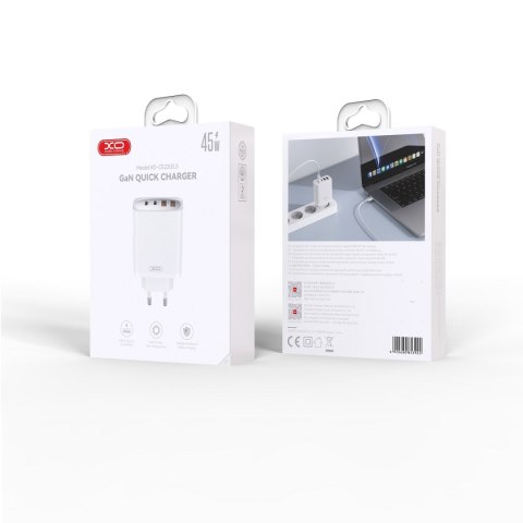 XO ładowarka sieciowa CE22 PD 45W 2x USB-C 2x USB biała XO ładowarka sieciowa CE22 PD 45W 2x USB-C 2x USB biała