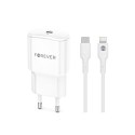 Forever ładowarka sieciowa PD QC TC-01 1x USB-C 20W biała + kabel USB-C - Lightning 20W