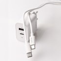 Maxlife ładowarka sieciowa PD QC MXTC-06-30AC 1x USB-C 1x USB 30W biała + kabel USB-C - USB-C 60W