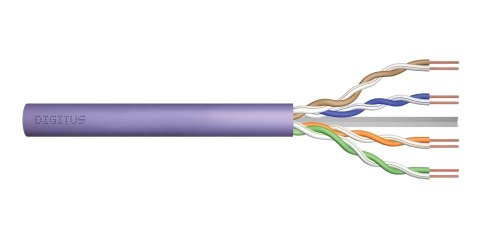 Kabel teleinformatyczny instalacyjny DIGITUS kat.6, U/UTP, Dca, drut, AWG 23/1, LSOH, 50m, fioletowy, ofoliowany