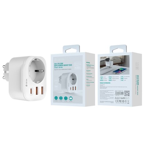 Devia gniazdo sieciowe ładowarka Smart PD 20W 1x USB-C 2x USB biała Devia gniazdo sieciowe ładowarka Smart PD 20W 1x USB-C 2x USB biała