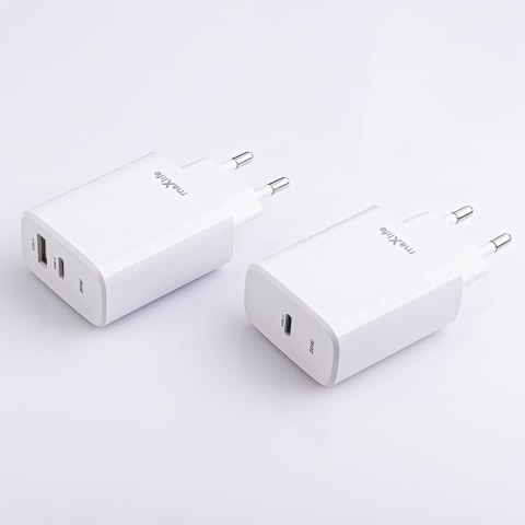 Maxlife ładowarka sieciowa PD QC MXTC-10-20AC 1x USB-C 1x USB 20W biała Maxlife ładowarka sieciowa PD QC MXTC-10-20AC 1x USB-C 1x USB 20W biała