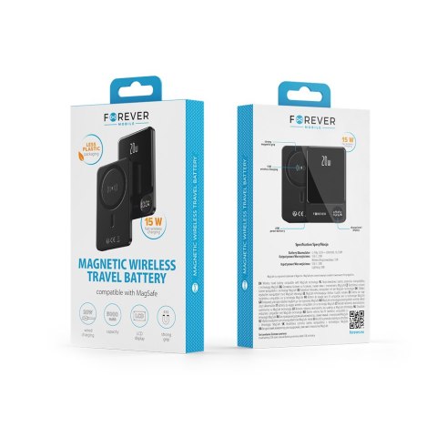 Forever power bank bezprzewodowy MATB-200 20W PD 5000 mAh magnetyczny czarny Forever power bank bezprzewodowy MATB-200 20W PD 5000 mAh magnetyczny czarny