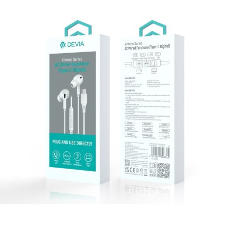 Devia słuchawki przewodowe Kintone A2 Digital USB-C dokanałowe białe Devia słuchawki przewodowe Kintone A2 Digital USB-C dokanałowe białe