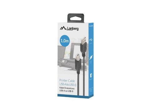 Kabel USB 2.0 Lanberg USB-A(M)->USB-B(M) 1m czarny ferryt box