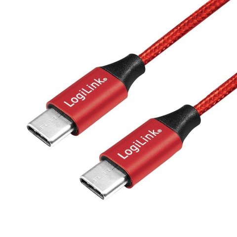 Kabel USB 2.0 LogiLink CU0156 USB-C - USB-C, M/M, czerwony, 1m