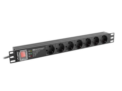 Listwa zasilająca Lanberg do RACK 19" 1U 16A PDU PRO 7x Schuko SPD-3MP 2m czarna