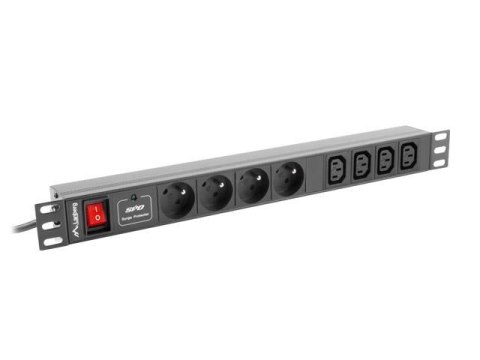 Listwa zasilająca Lanberg do RACK 1U 10A PDU 4x PL + 4x IEC C13 2m czarna