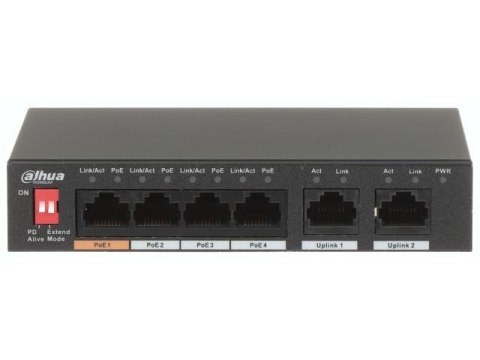 Switch niezarządzalny Dahua PFS3006-4ET-60-V2 4x PoE 10/100 PoE, 2xUplink 10/100M