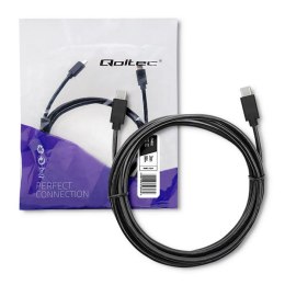 Kabel USB Qoltec 2.0 typ C męski | USB 2.0 typ C męski | 3m | Czarny