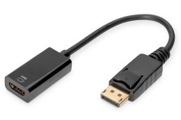 Kabel adapter DIGITUS DisplayPort z zatrzaskiem 4K 60Hz UHD Typ DP/HDMI A M/Ż czarny 0,2m