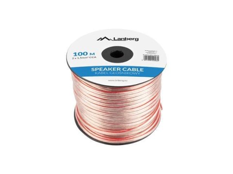 Kabel głośnikowy Lanberg 2x1.5mm2 100m przezroczysty