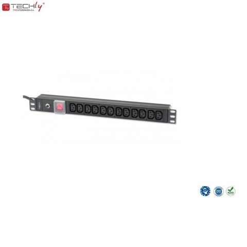 Listwa zasilająca Rack19" do UPS TechlyPro 12 gniazd 2m czarna