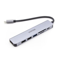 Unitek Hub USB-C aluminium 7w1