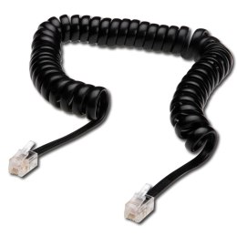 Kabel połączeniowy DIGITUS spiralny do słuchawek telefonicznych RJ10/RJ10 M/M czarny 4m